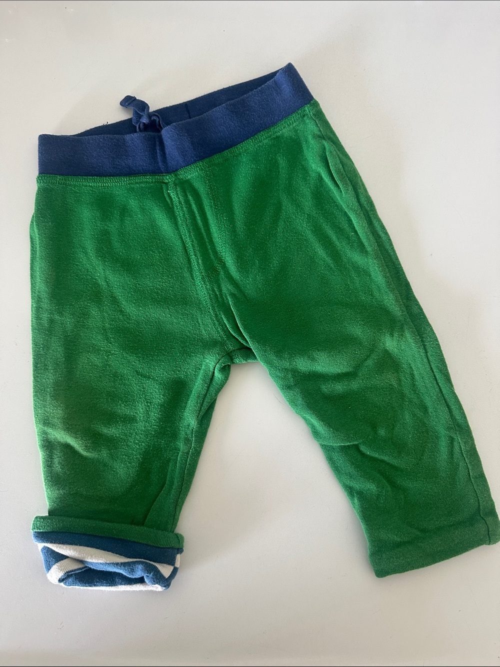 Mini Boden Green/blue stripe reversible Joggers